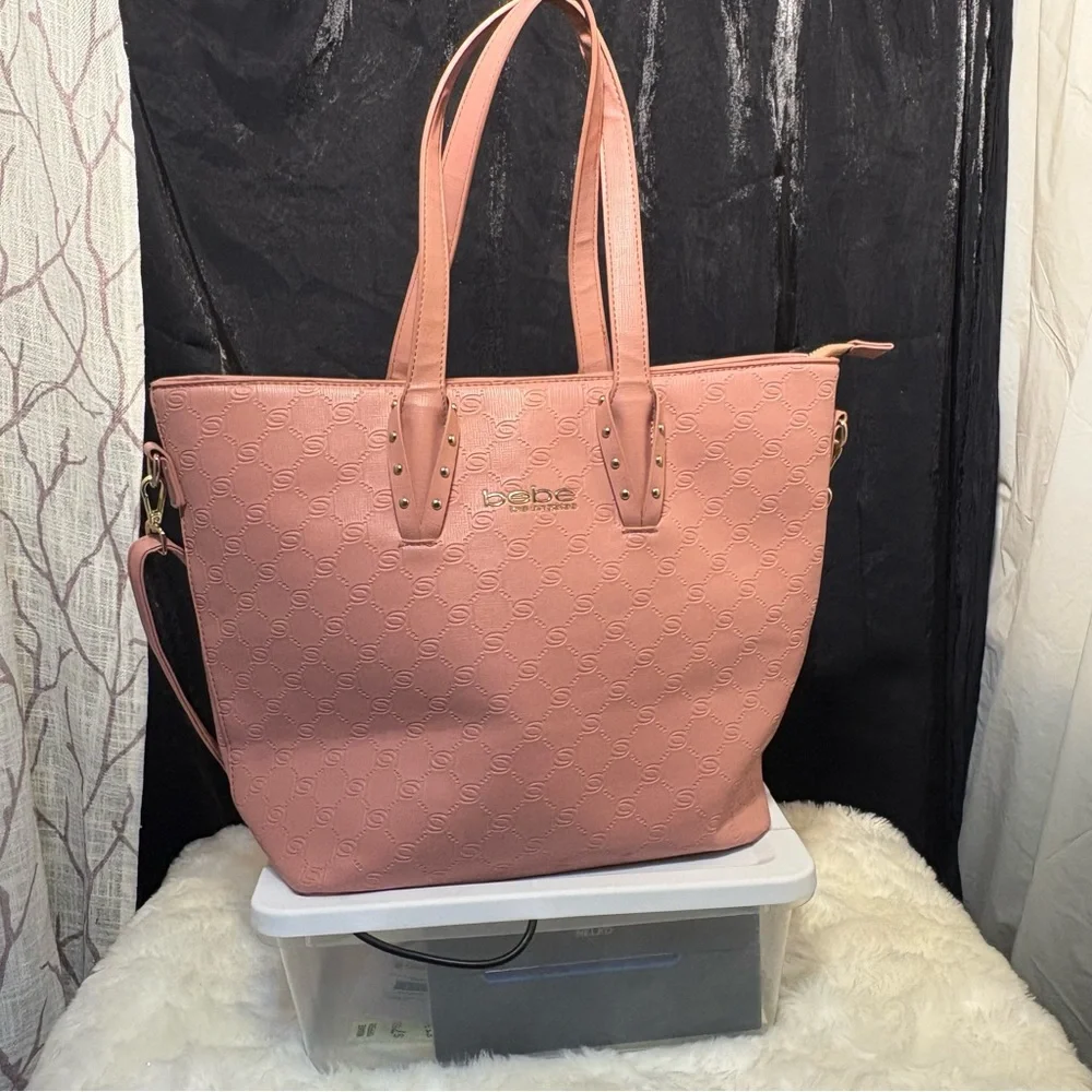 2/$25 Pink Trapezoid Tote with Double Handles and Zipper - Picture 13 of 15